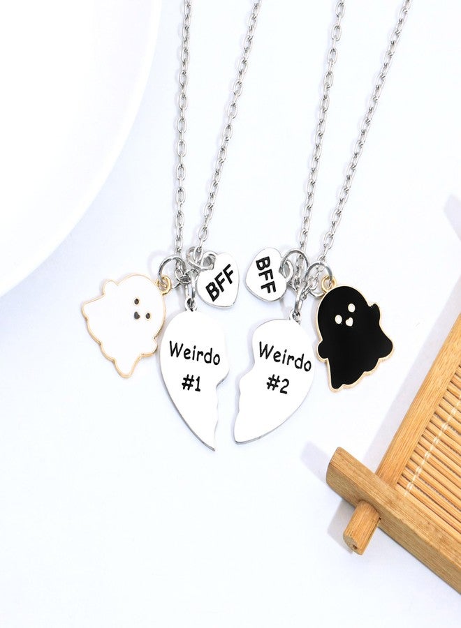 Maxforever Friendship Gifts Ghost Friends Necklaces Set, Weirdo 1 Weirdo 2 "I hope we're BFF until we die. Then we stay ghost besties" 2psc Set Split Heart Pendant Necklaces Halloween BFF Gift for Best Friend (Ghost Friend) - Image 4